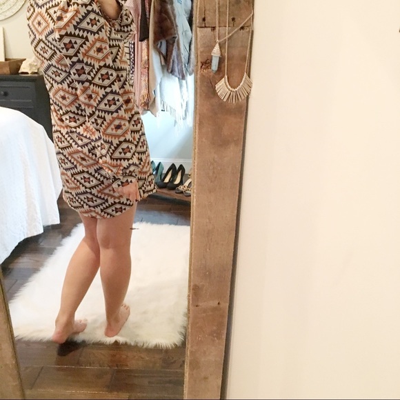 EVERLY geometric Aztec modern boho shift dress - Picture 4 of 5